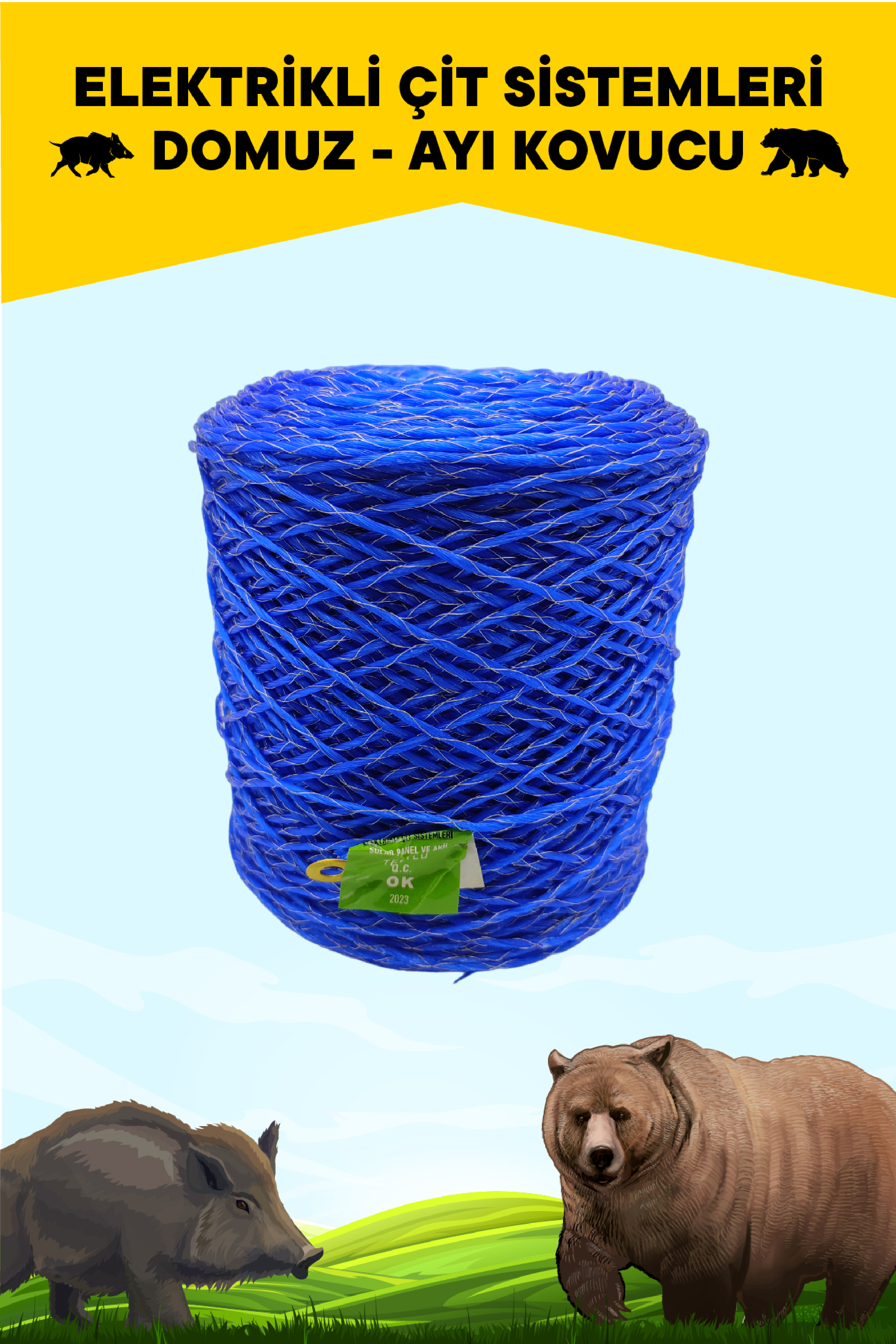 ELEKTRİKLİ ÇİT 500 METRE KROM TEL SARILI İP 1. KALİTE
