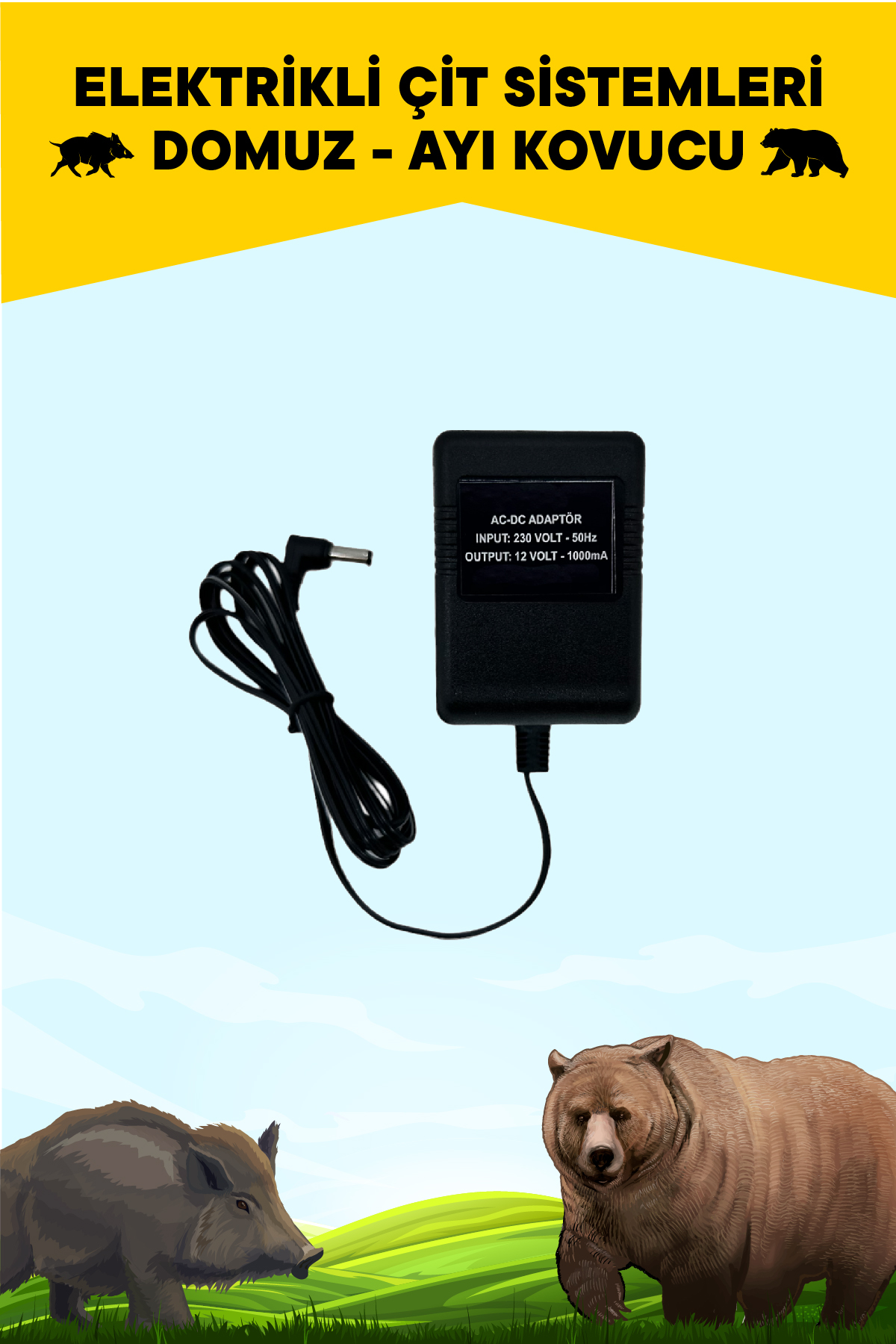 Elektrikli Çit Makineleri İçin 12V Trafolu Adaptör
