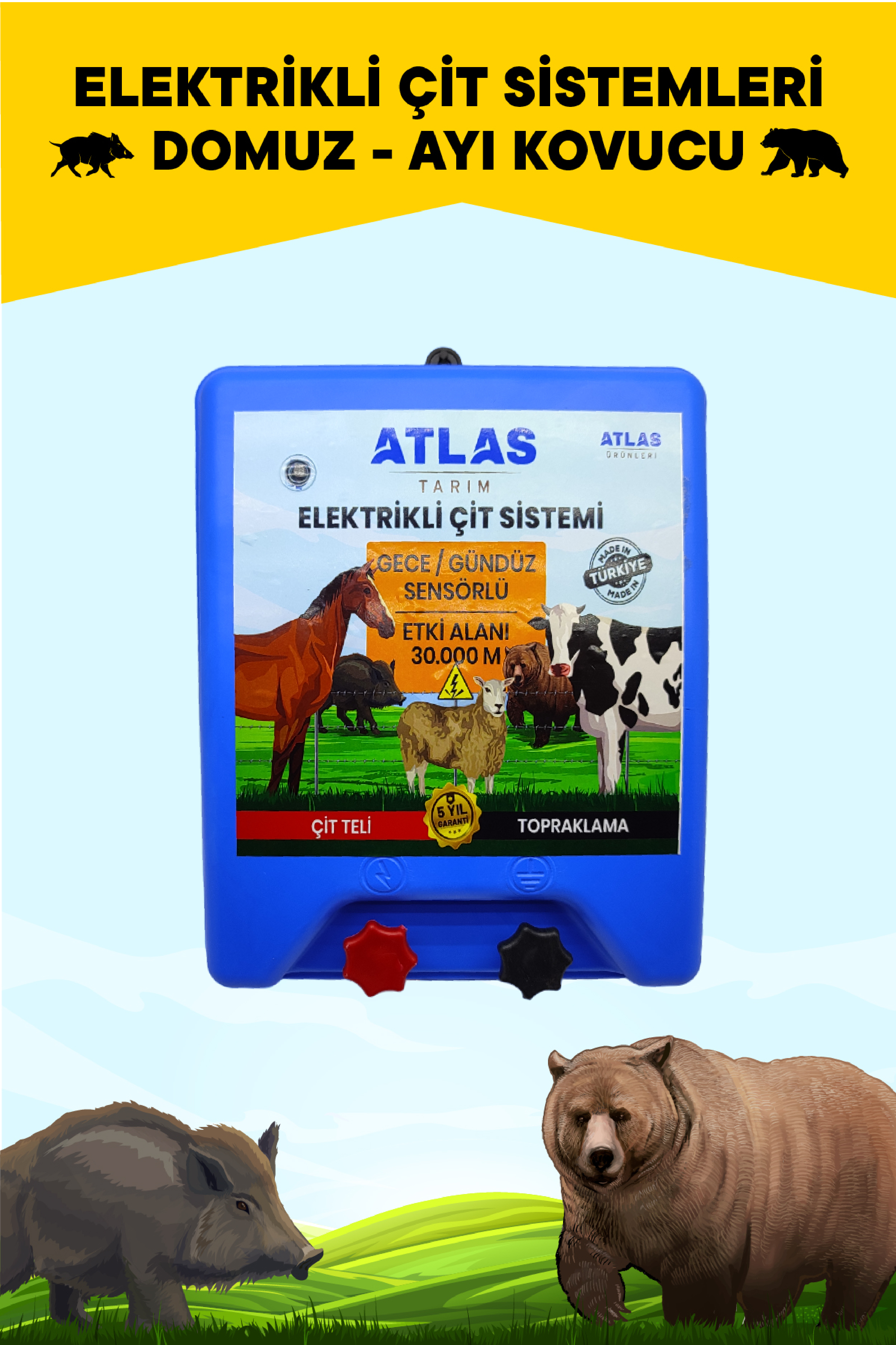 ELEKTRİKLİ ÇİT CİHAZI 30.000 VOLT 5 YIL GARANTİ